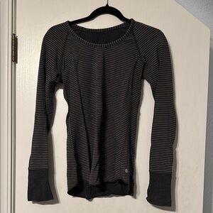 Double-Sided Striped and Solid Charcoal Long Sleeve Top Lululemon Athletica